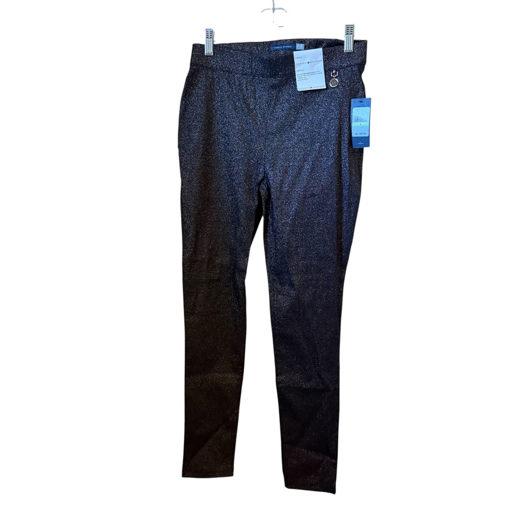 Tommy Hilfiger Pull On Ponte Knit Leggings Sparkle Black Women's Size 4